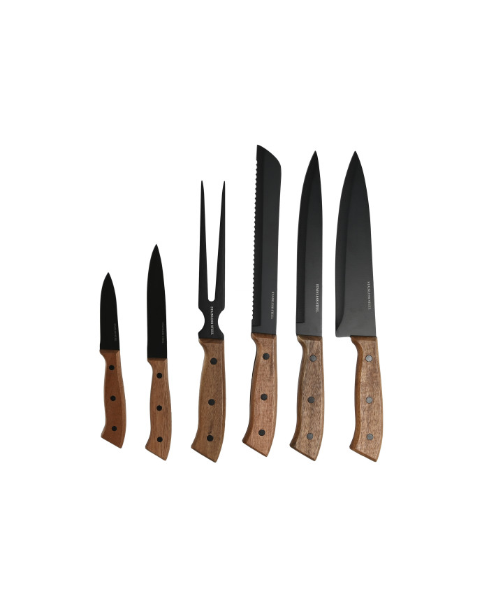 CUCHILLO SET 6 INOX ACACIA 4X1X33 NATURAL