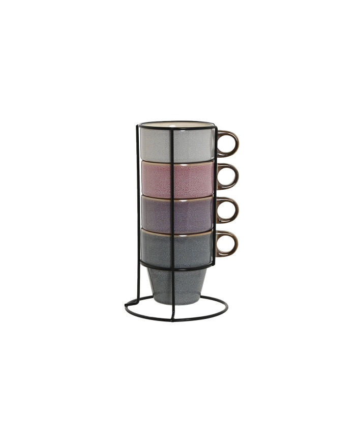 MUG SET 4 GRES METAL 12X12X21,5 220 DORADO AZUL
