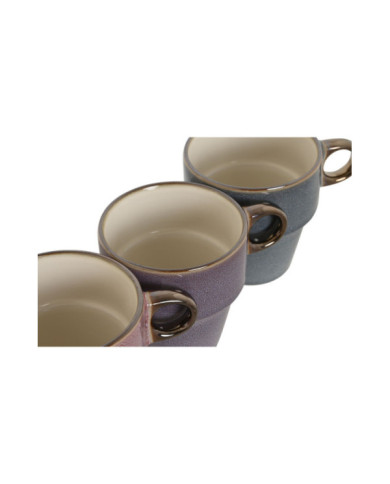 MUG SET 4 GRES METAL 12X12X21,5 220 DORADO AZUL