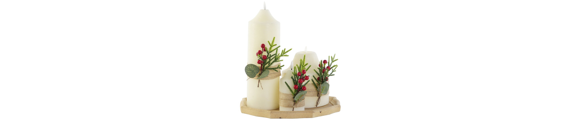 VELA LED SET 4 CERA MADERA 7X7X15 2AA CON MANDO