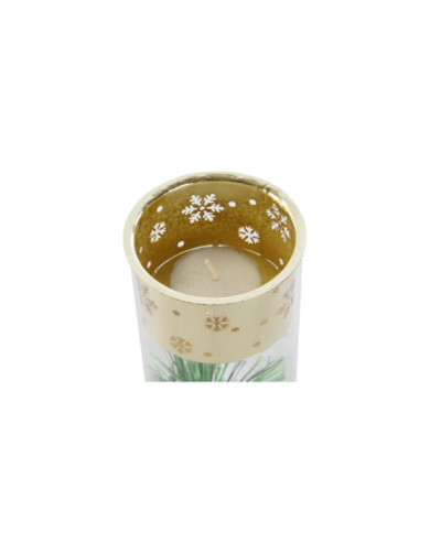 PORTAVELA SET 3 CRISTAL METAL 7X7X16 PINO DORADO
