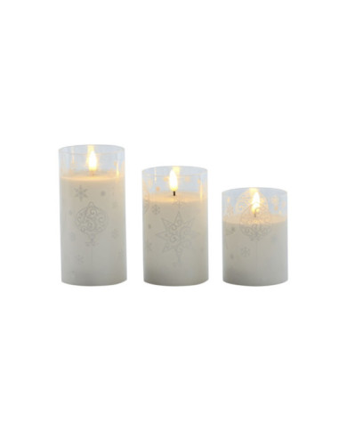 VELA LED SET 3 CERA CRISTAL 7,5X7,5X15 2AA BLANCO