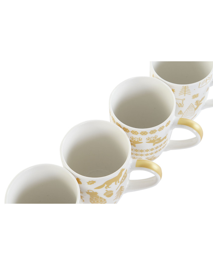MUG SET 4 PORCELANA 8X12X10 360ML DORADO