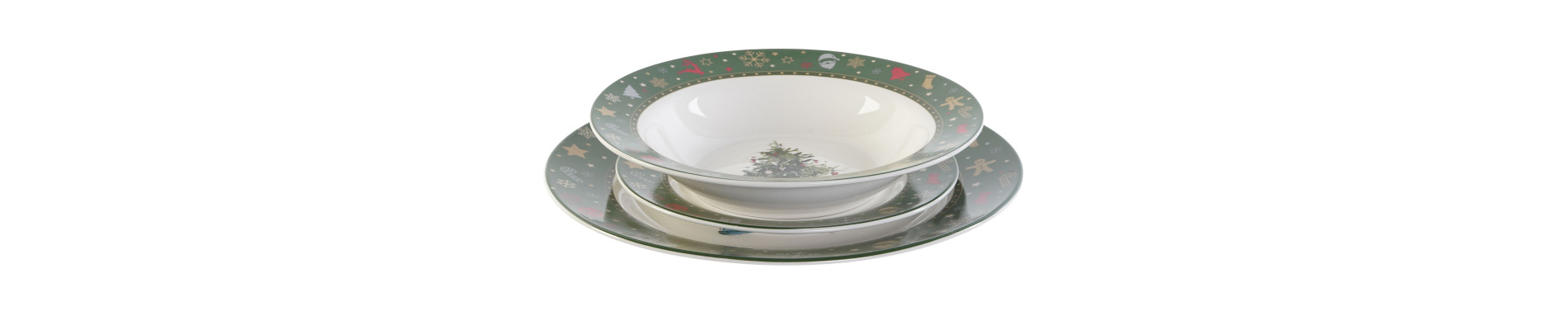 VAJILLA SET 18 PORCELANA 26,5X26,5X2,5 ARBOL VERDE