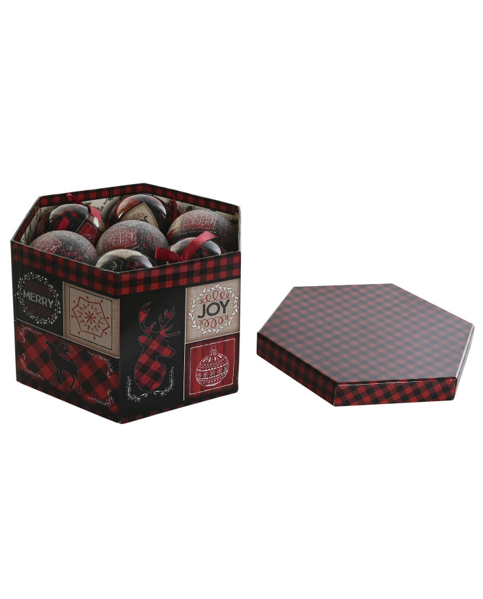 BOLA DECORACION SET 14 PVC 25X25X16 CUADROS ROJO