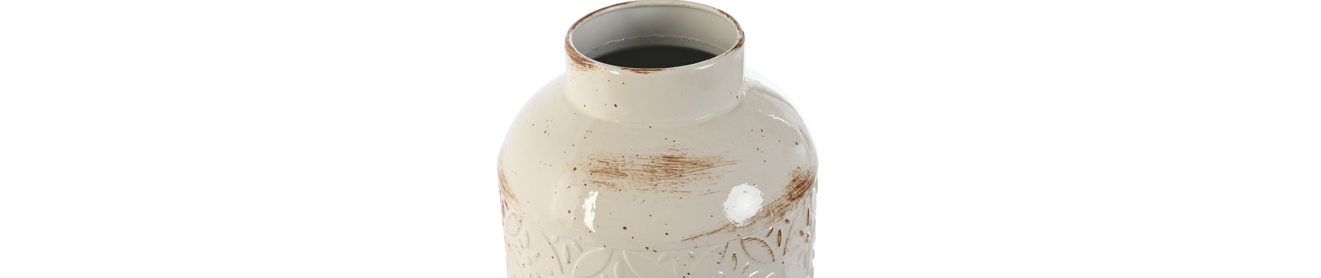 JARRON METAL 15X15X28 JARRON ENVEJECIDO BLANCO