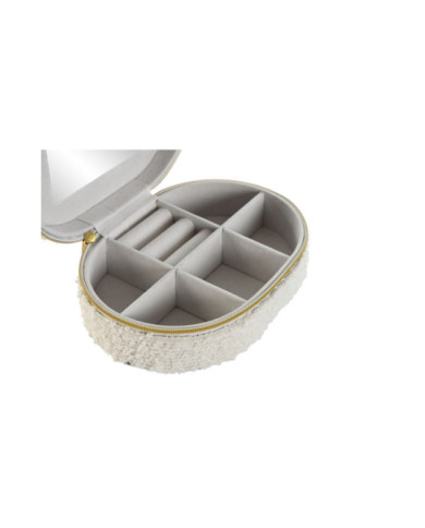 JOYERO POLIESTER 15,5X10,5X6 BOUCLE BLANCO