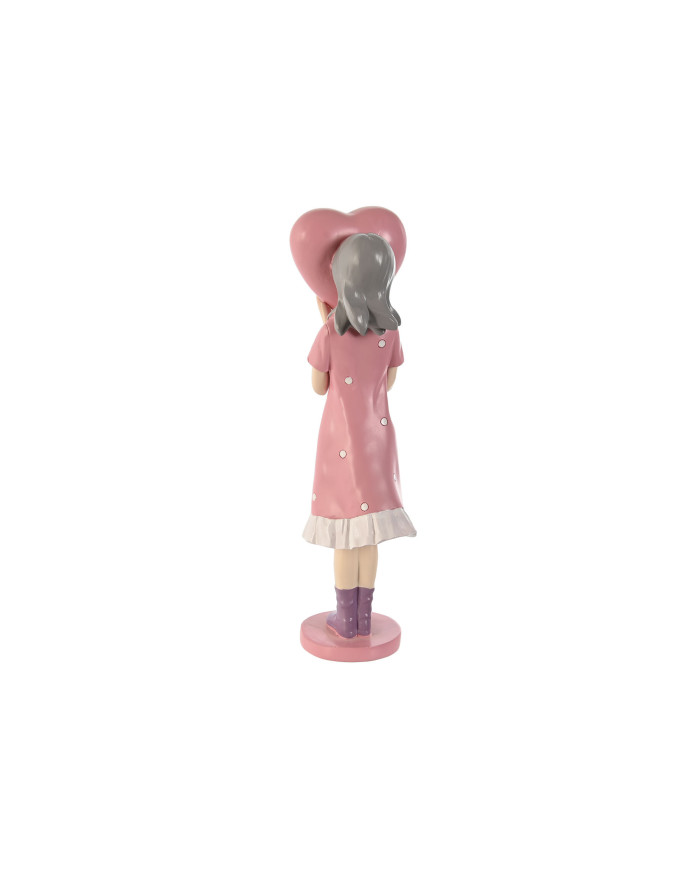 FIGURA RESINA 10X8,5X31 CHICA CORAZON ROSA