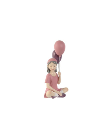 FIGURA RESINA 10,5X7,5X21 CHICA GLOBOS ROSA