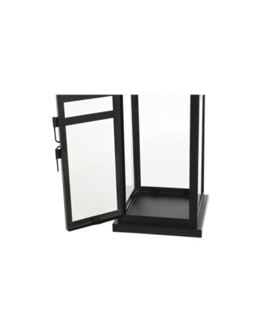 FAROLA SET 2 METAL CRISTAL 19X19X50 NEGRO