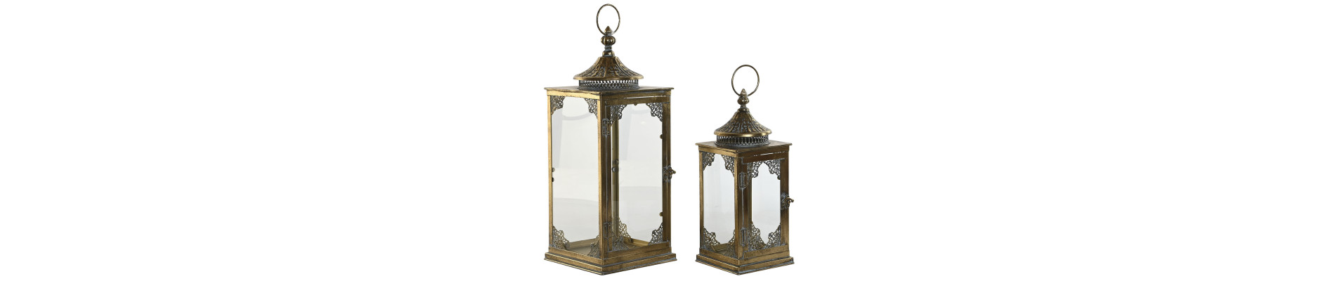FAROLA SET 3 METAL CRISTAL 23X23X58 NEGRO