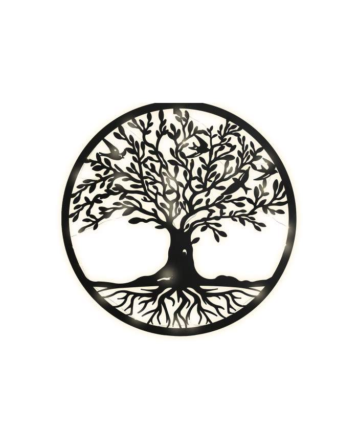DECORACION PARED LED METAL 60X1X60 ARBOL NEGRO