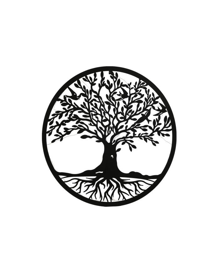 DECORACION PARED LED METAL 60X1X60 ARBOL NEGRO
