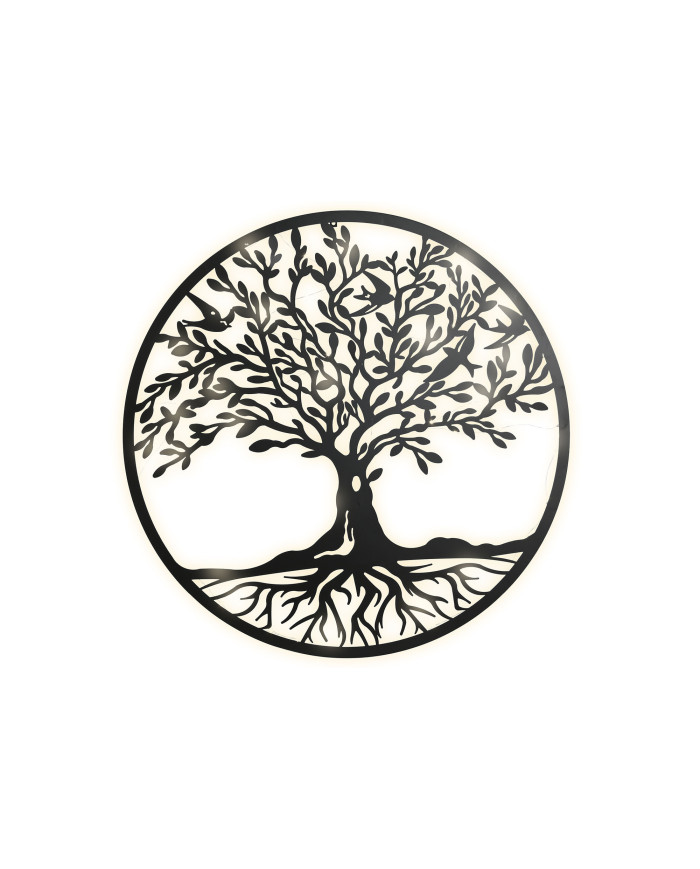 DECORACION PARED LED METAL 100X1X100 ARBOL NEGRO