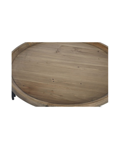 MESA CENTRO MADERA METAL 90X90X45 MARRON