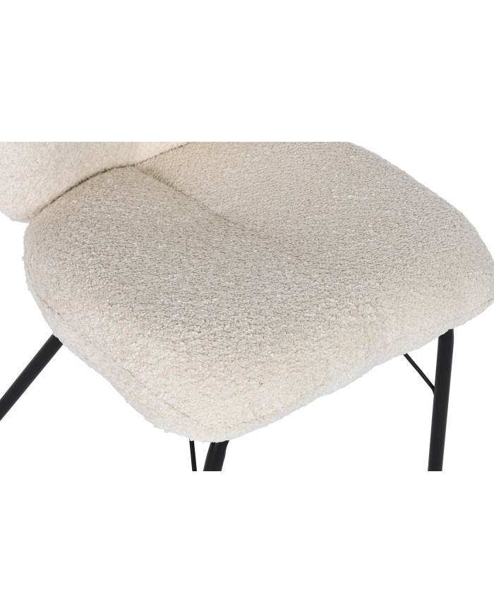 SILLA POLIESTER METAL 52X60X80 BOUCLE CREMA