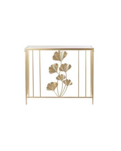 CONSOLA METAL CRISTAL 91X32X78 HOJA MATE DORADO