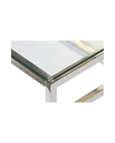 MESA CENTRO METAL CRISTAL 120X45X60 PLATEADO