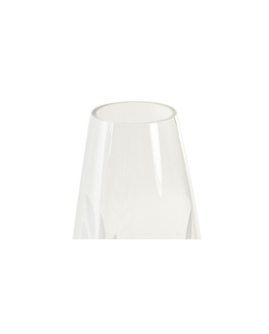 JARRON CRISTAL 9X9X25 HOJAS GRABADO TRANSPARENTE