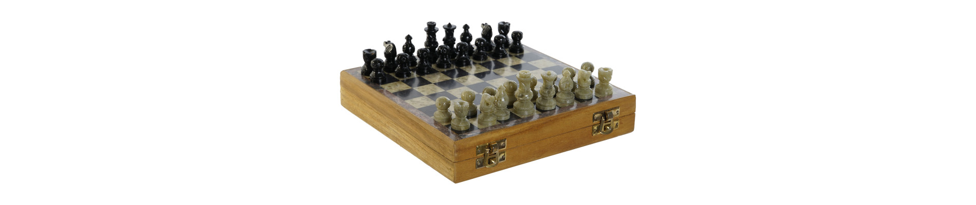 JUEGO SET 2 SHEESHAM MARMOL 20X20X4 AJEDREZ