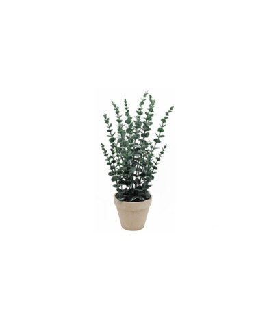 MACETA BLANCA CON HOJAS EUCALIPTO DE 48CM H
