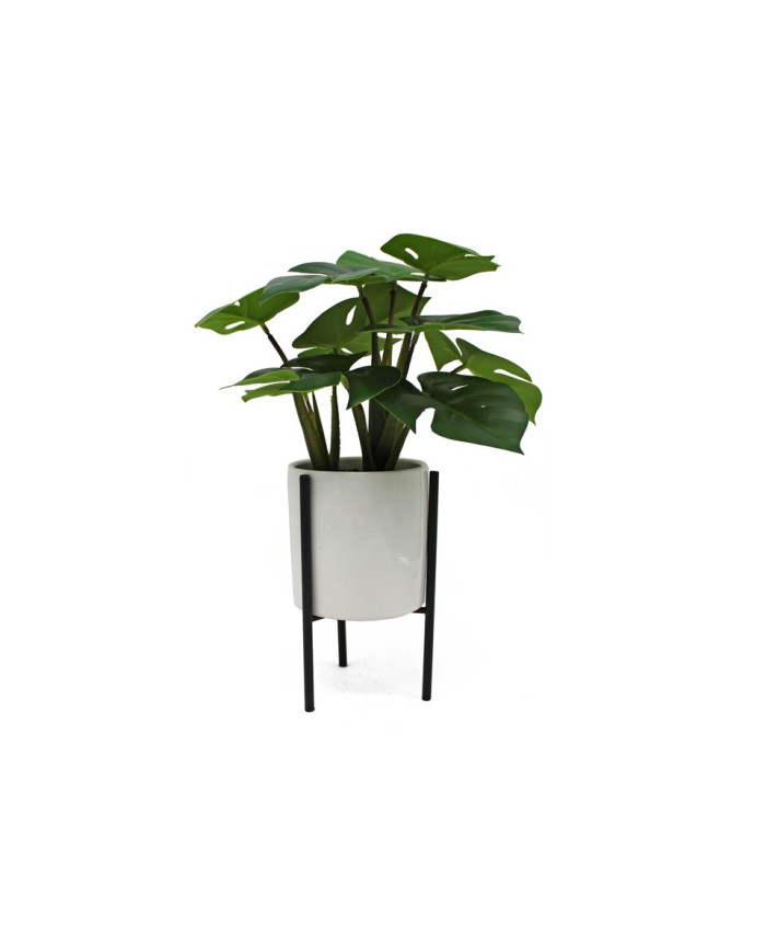 MACETA CON SOPORTE HOJAS MONSTERA 41CM