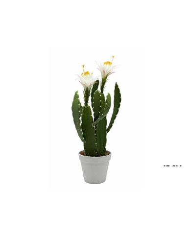 MACETA CACTUS ARTIFICIAL CON FLORES CEREUS 47H