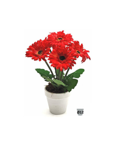 MACETA DECORATIVA GERBERA ROJO 40CM