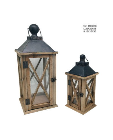 SET DOS CANDELABROS UNO DE MESA Y OTRO DE SUELO 22X55CM MARRËN DECAPADO