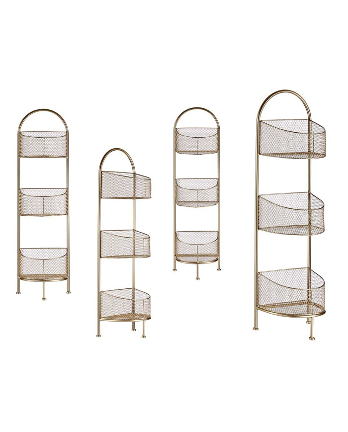 ESTANTERIA METALICA OVALADA 3 PISOS CHAMPAGNE
