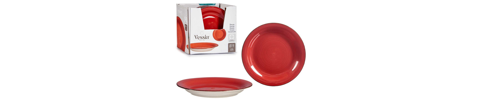 PLATO POSTRE GRES AZUL BORDE 19,5CM