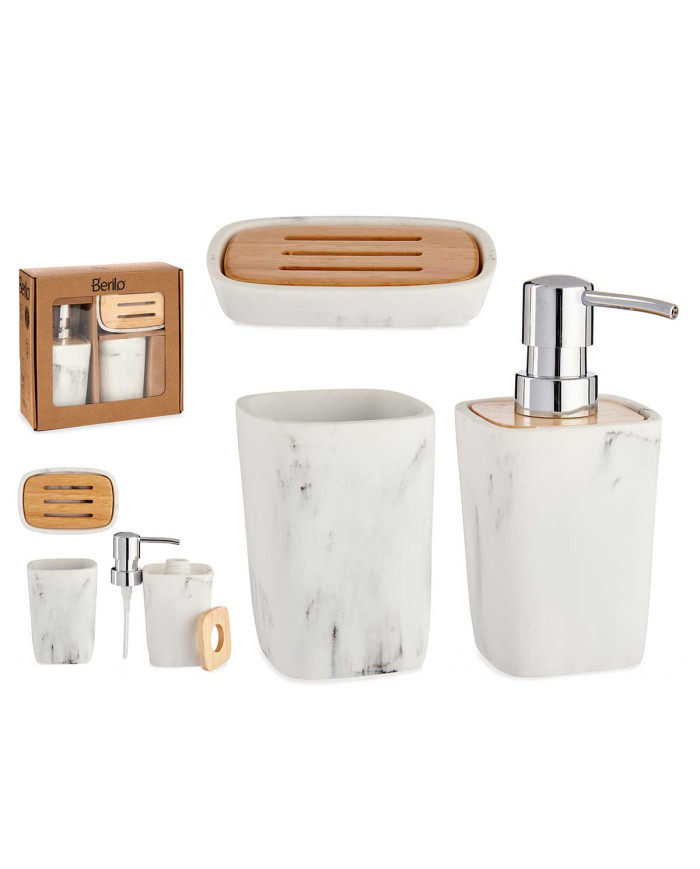 SET BAÑO PLASTICO BAMBU BLANCO