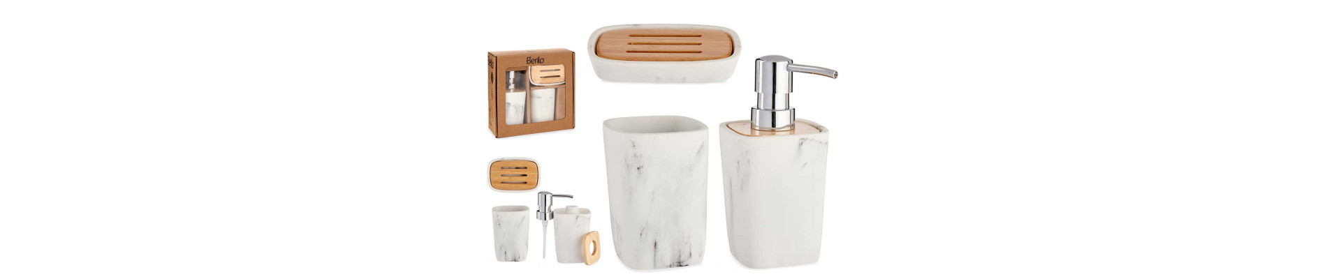 SET BAÑO PLASTICO BAMBU BLANCO