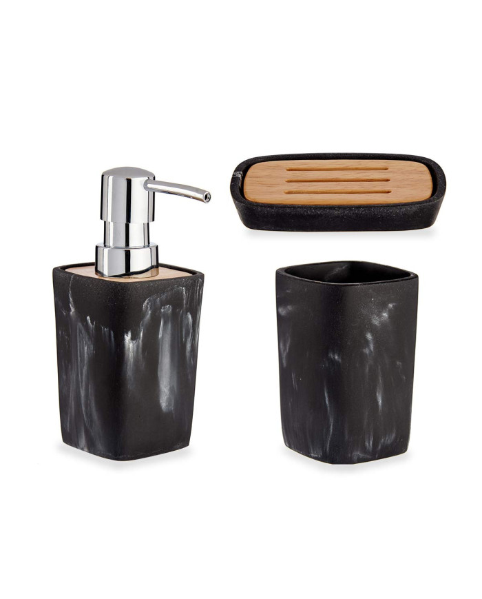 SET BAÑO PLASTICO BAMBU NEGRO