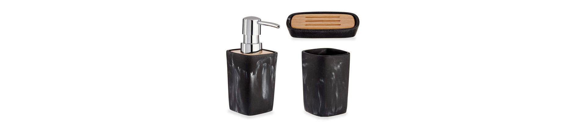 SET BAÑO PLASTICO BAMBU NEGRO
