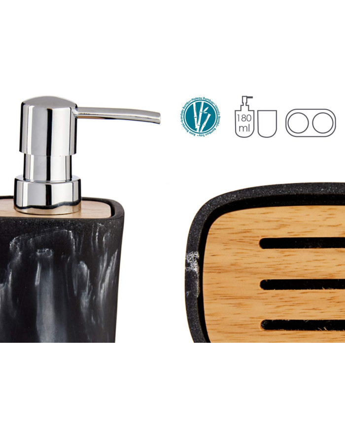 SET BAÑO PLASTICO BAMBU NEGRO