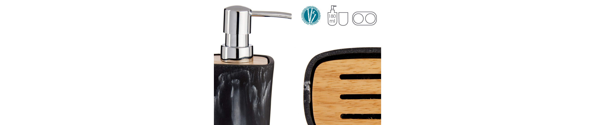SET BAÑO PLASTICO BAMBU NEGRO