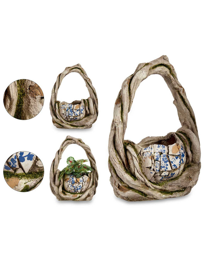 CESTA POLIRESINA RUSTICA PARA JARDIN 43,5CM