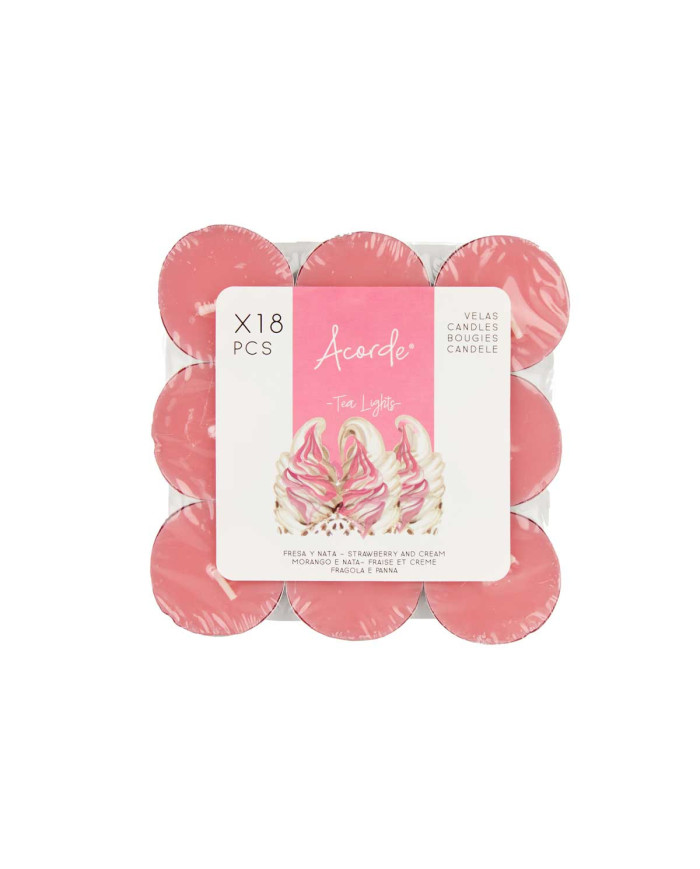 SET 18 VELAS TEA LIGHTS FRESA NATA