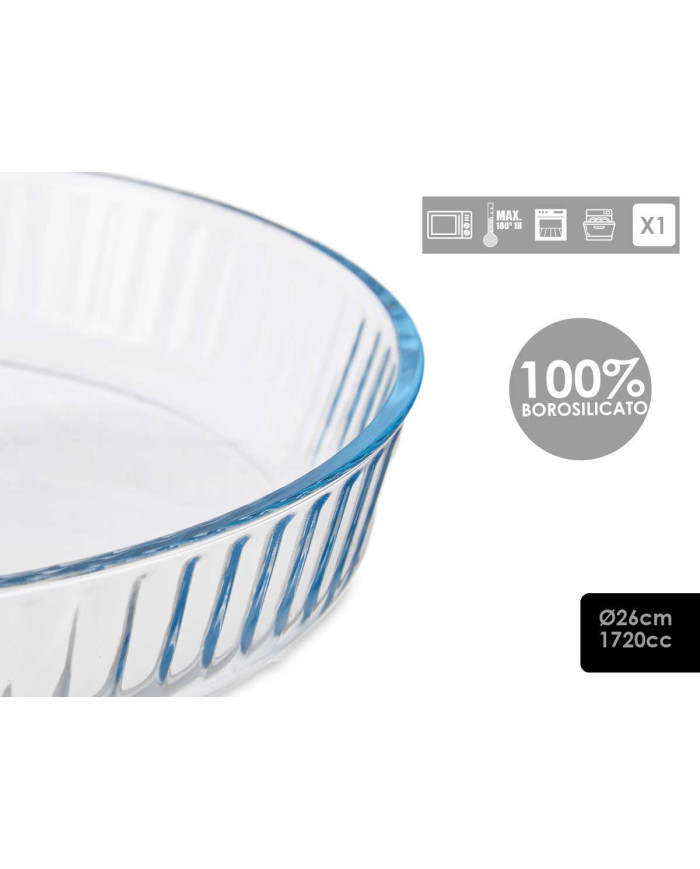 BANDEJA REDONDA OPTICA BOROSILICATO 26CM