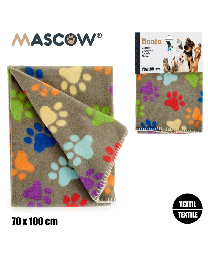 MANTA MASCOTA 70X100 HUELLAS SURT 3 COLO