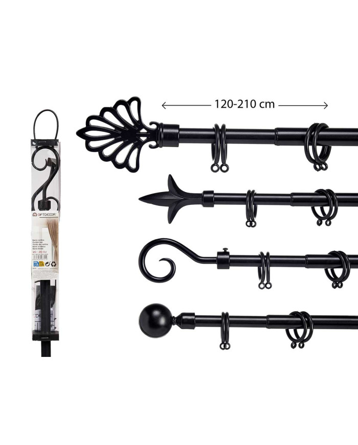 BARRA CORTINA NEGRA 120 210 CM SURT 4 P