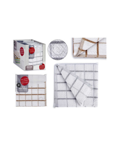 PAÑO MICROFIBRA 50X50CM CUADROS SURT BEIGE Y GRIS