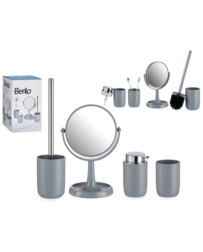 SET 4 PIEZAS ARTICULOS DE BAÑO GRIS