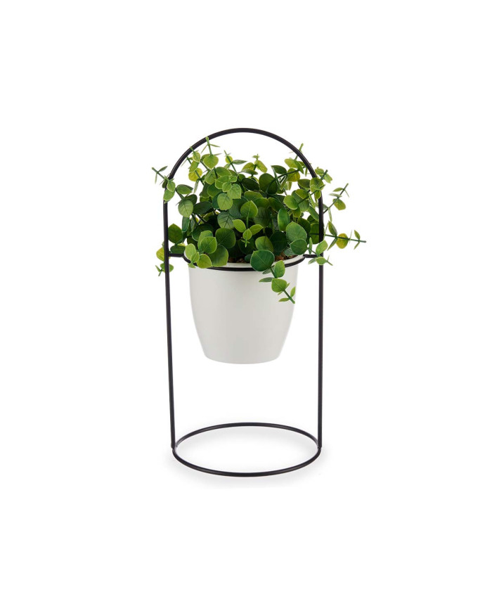 PLANTA HOJA REDONDA CON BASE METAL BLANCA