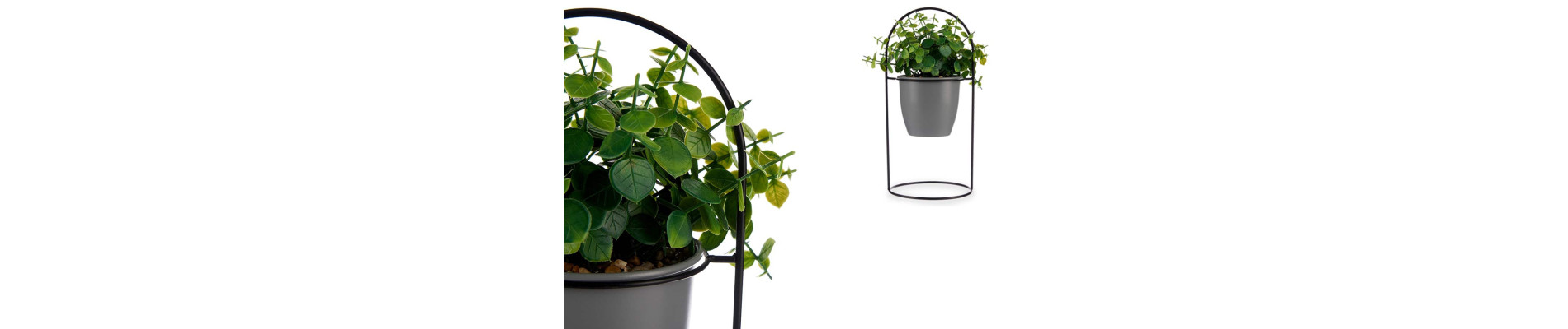 PLANTA HOJA REDONDA BASE METAL GRIS
