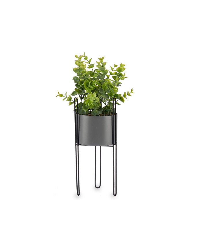 PLANTA HOJA EUCALIPTO BASE METAL GRIS