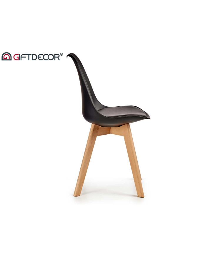 SILLA PLASTICO CON PATAS MADERA NEGRO