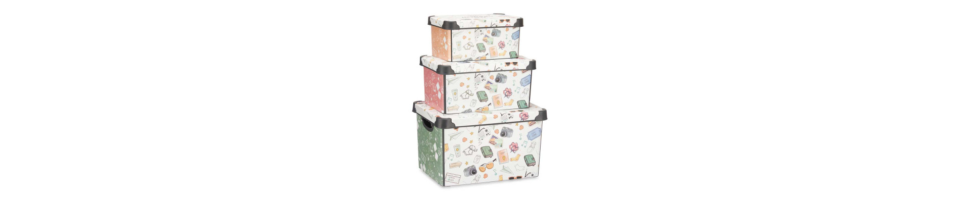 SET 3 PZS CAJAS PLASTICO MEMORIES