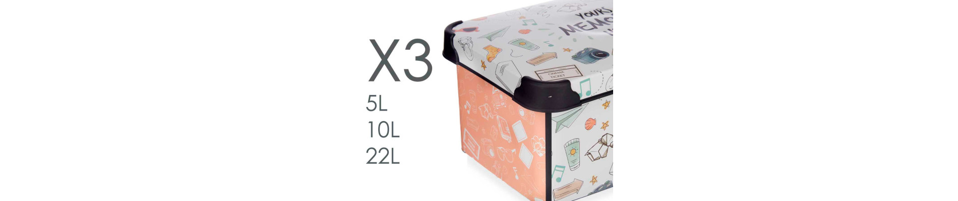 SET 3 PZS CAJAS PLASTICO MEMORIES